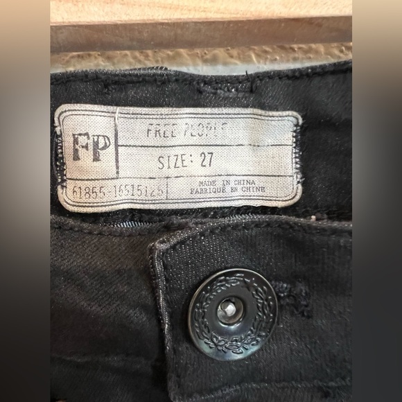Free People Lone Ranger Black Denim Jean Shorts Lace Up Size 27 - Picture 10 of 11